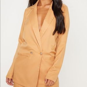 Petite Camel Button Detail Blazer